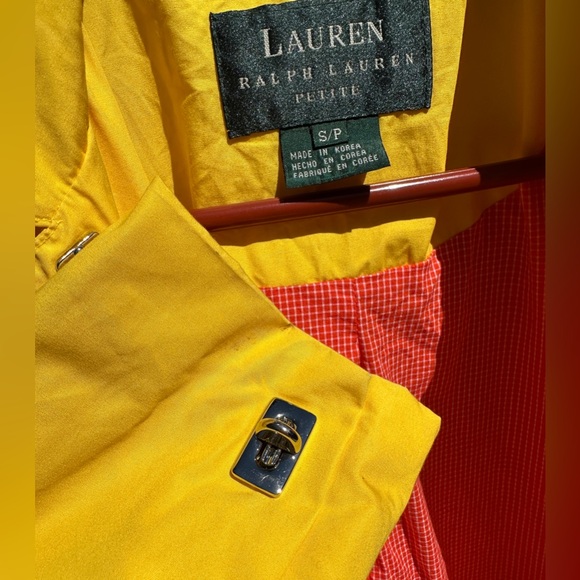 Lauren Ralph Lauren Women’s Yellow Raincoat Trench Jacket Plaid Lining Size S/P - Picture 8 of 10